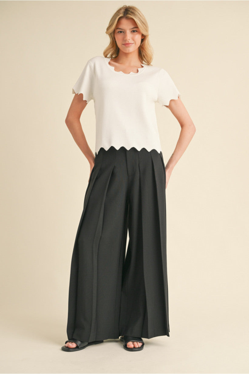 Scalloped Edge Knit Top