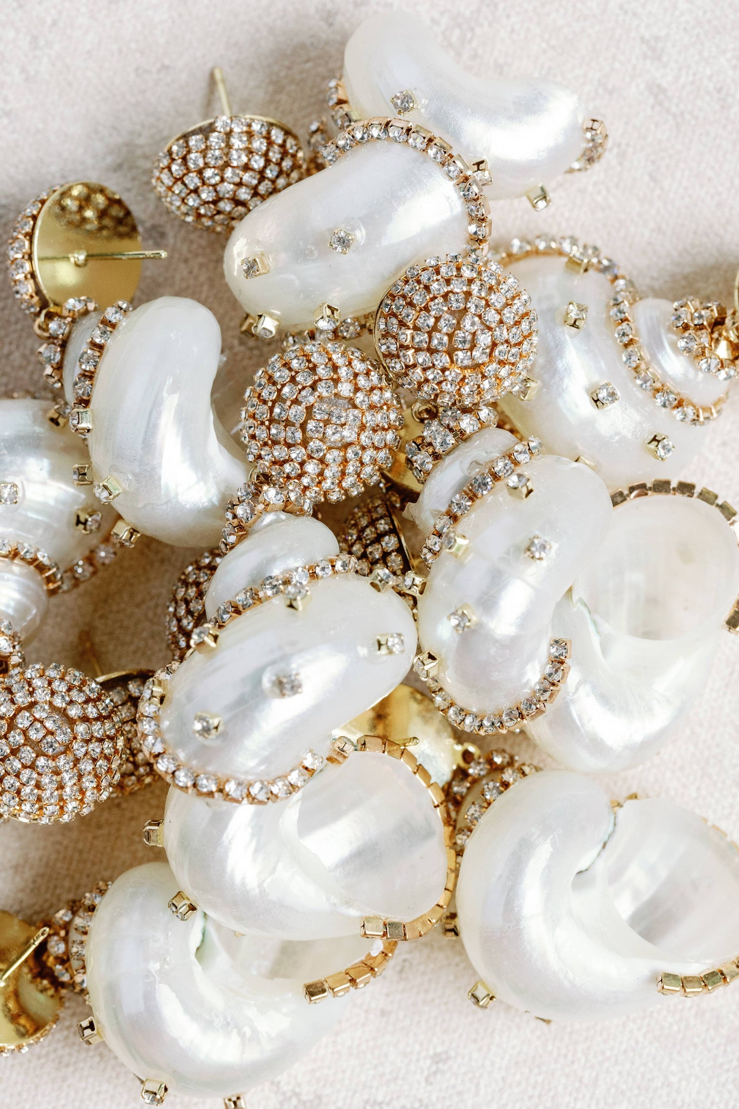 Rhinestone Wrapped White Shells