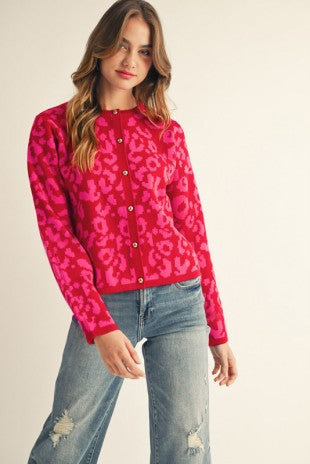 Pink & Red Leopard Cardi