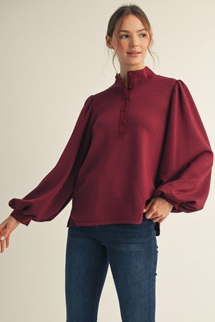 Burgundy Mock Neck Top