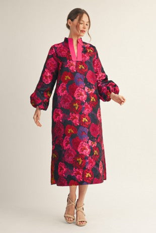 Brocade Floral Midi Dress