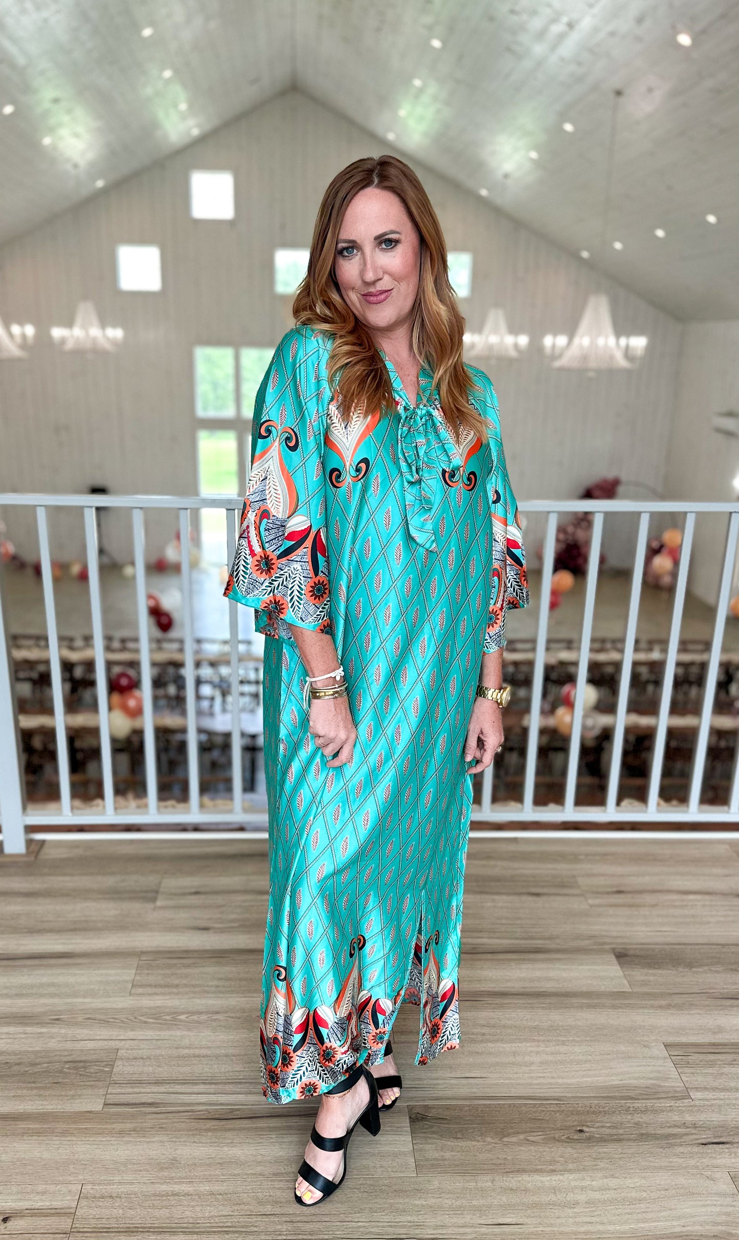 Printed Maxi Dress With Neck Tie