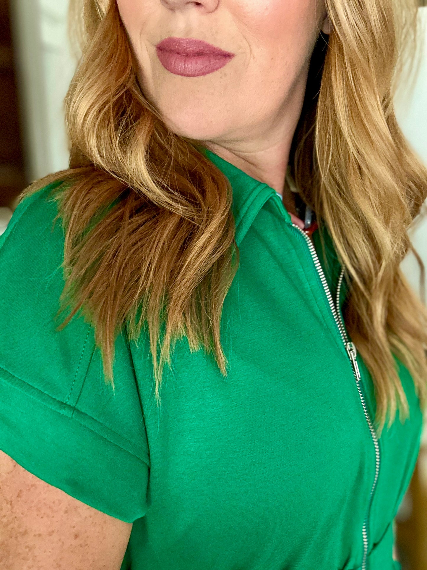 Green Zip Midi Dress