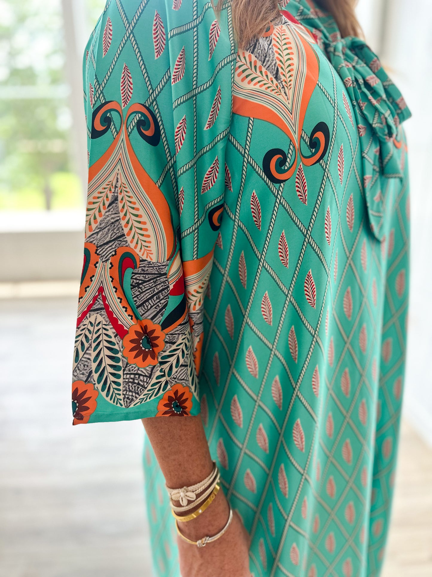 Printed Maxi Dress With Neck Tie