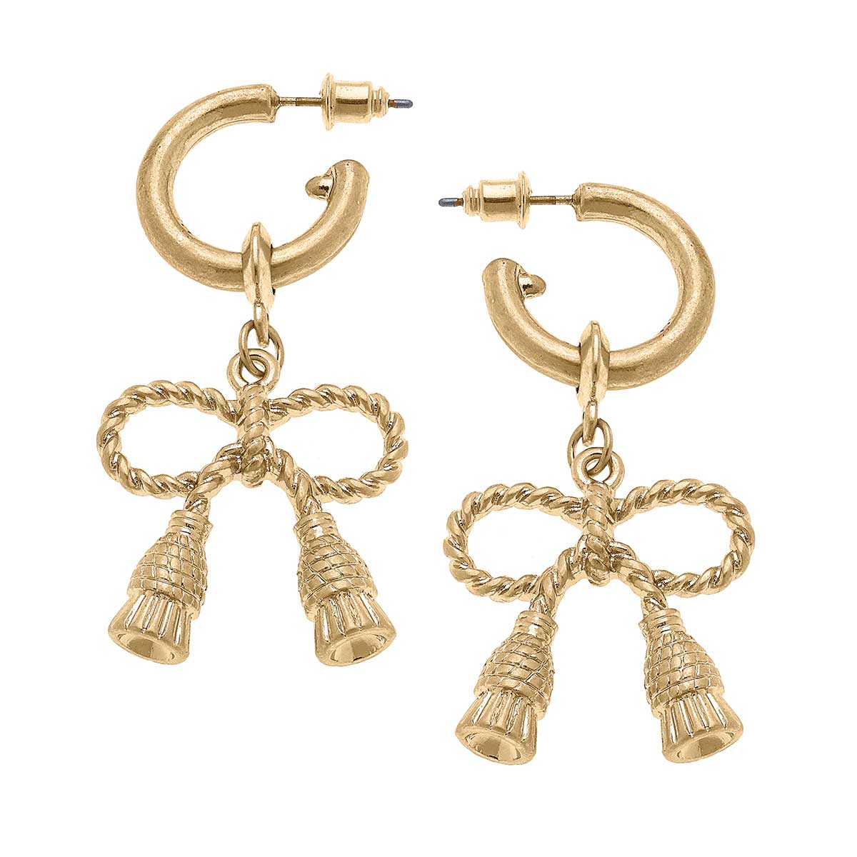 Daisy Bow Drop Hoop Earrings