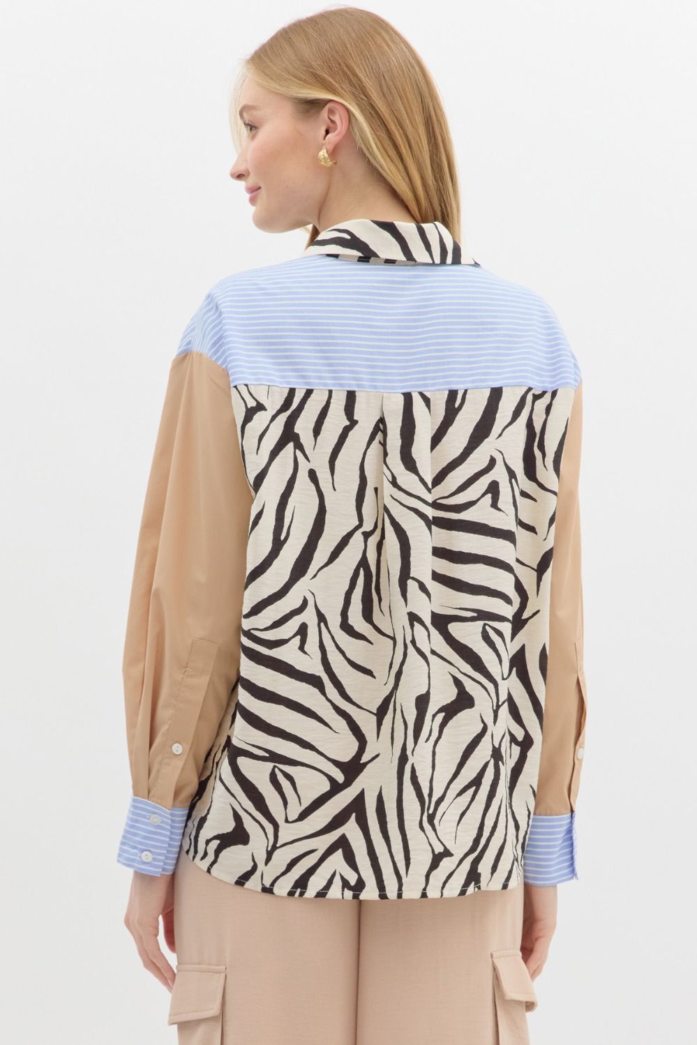 Textured Zebra/Stripe Button Down