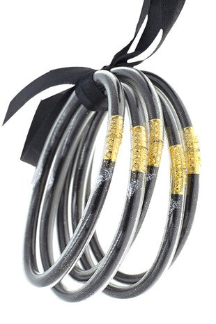 Black Sparkle Tube Bracelet 5pc Set