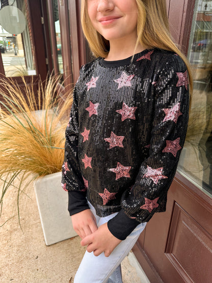 Girl's Sequin Star Pullover