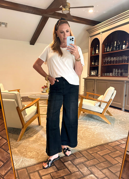 Wide Leg Stretch Black Denim