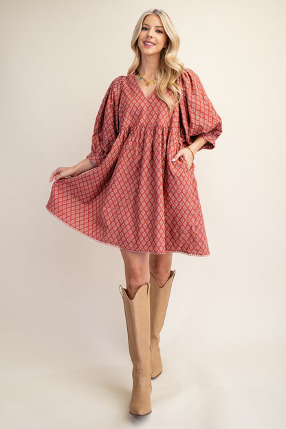 Women's Terracotta Babydoll Dress