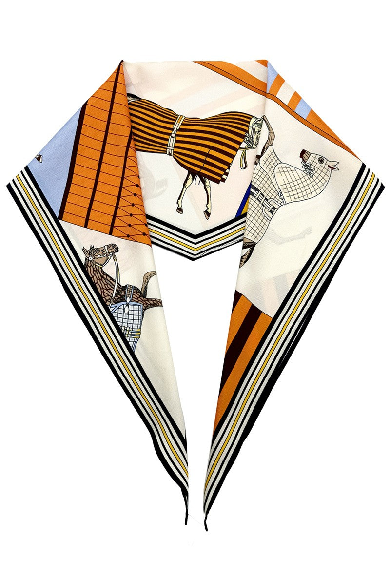 Equestrian Geometric Silk Scarf
