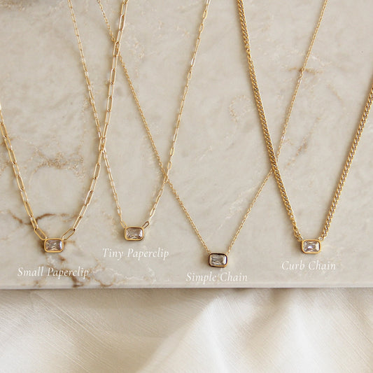 Chain Necklace - Emerald Cut  / Simple Chain by Maive