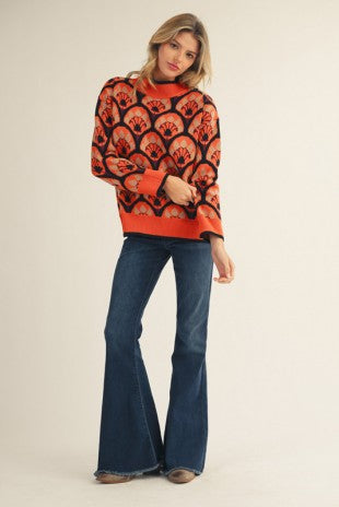 Floral Mock Neck Sweater