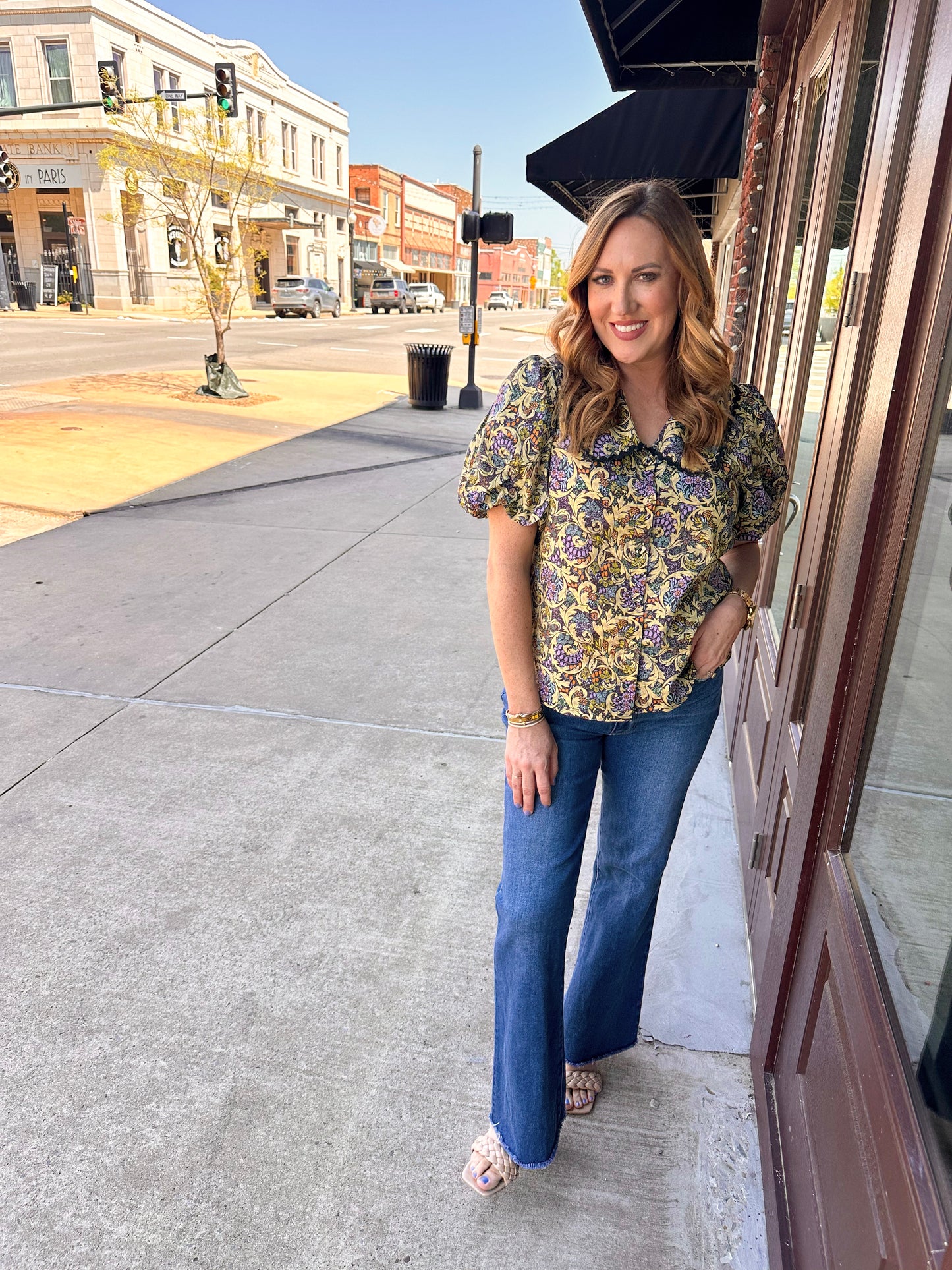 Peter Pan Collar Floral Button Up Blouse