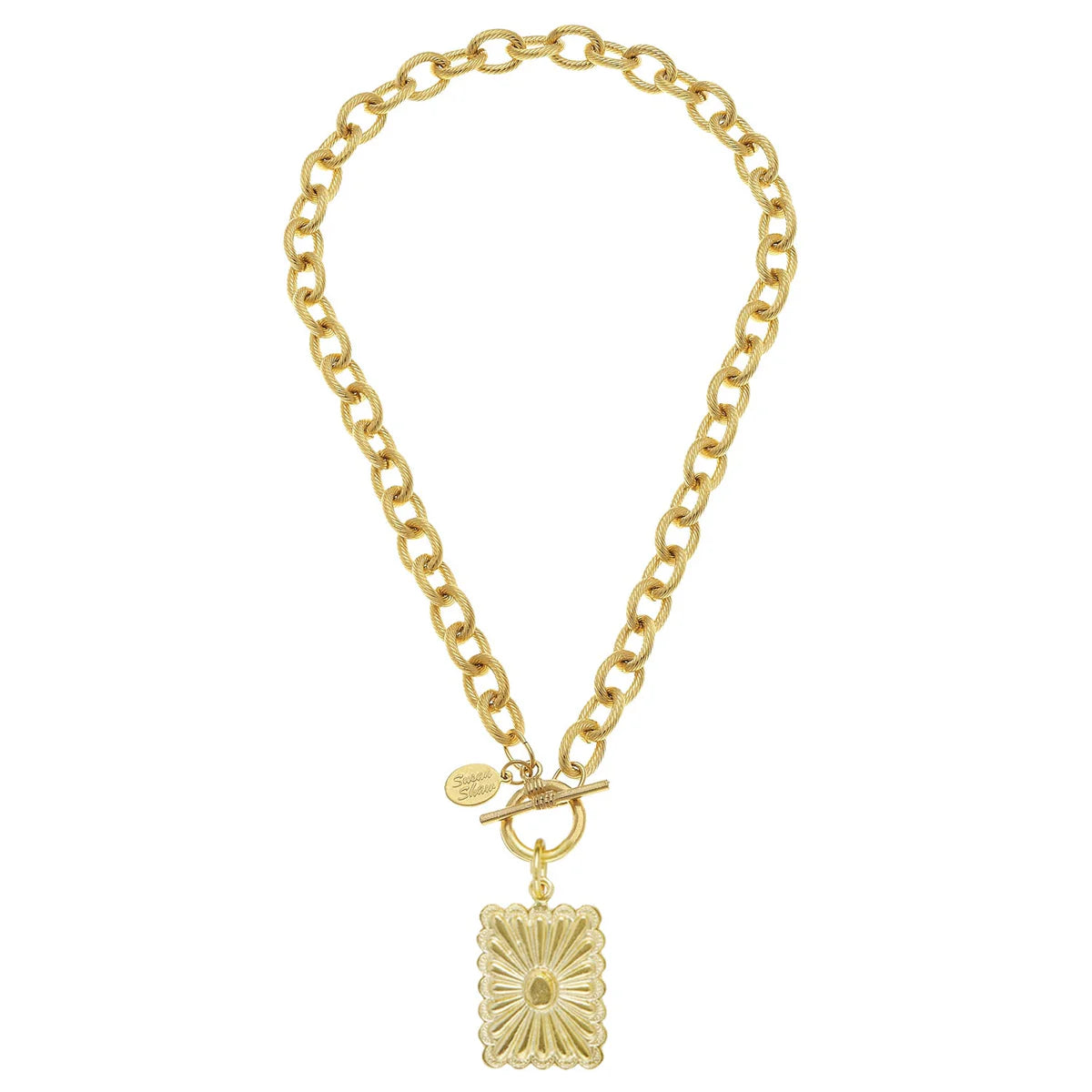 Susan Shaw Jane Gold Rectangle & Toggle Chain Necklace