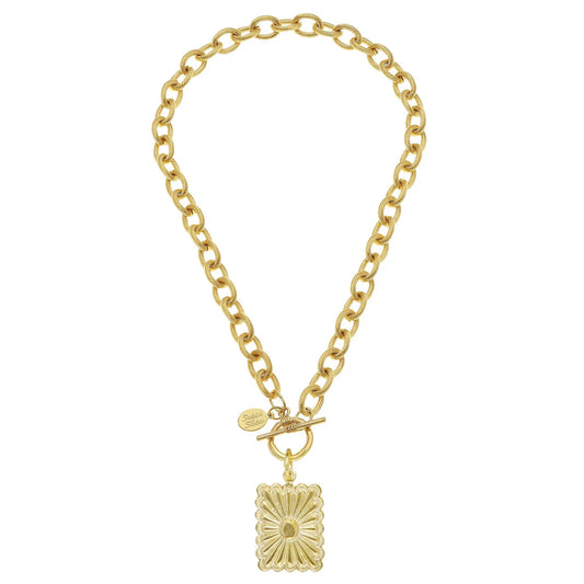 Susan Shaw Jane Gold Rectangle & Toggle Chain Necklace