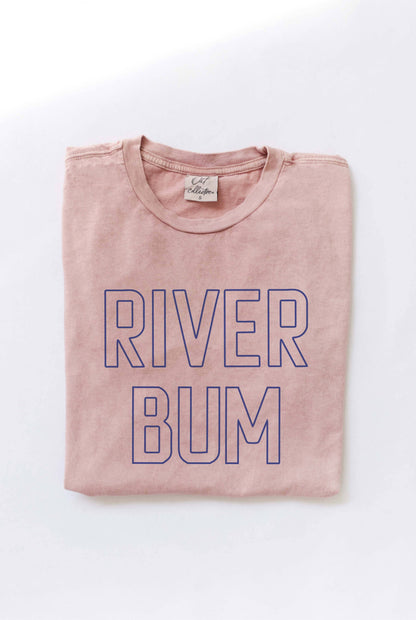 Women's RIVER BUM Mineral Washed Graphic Top Blush