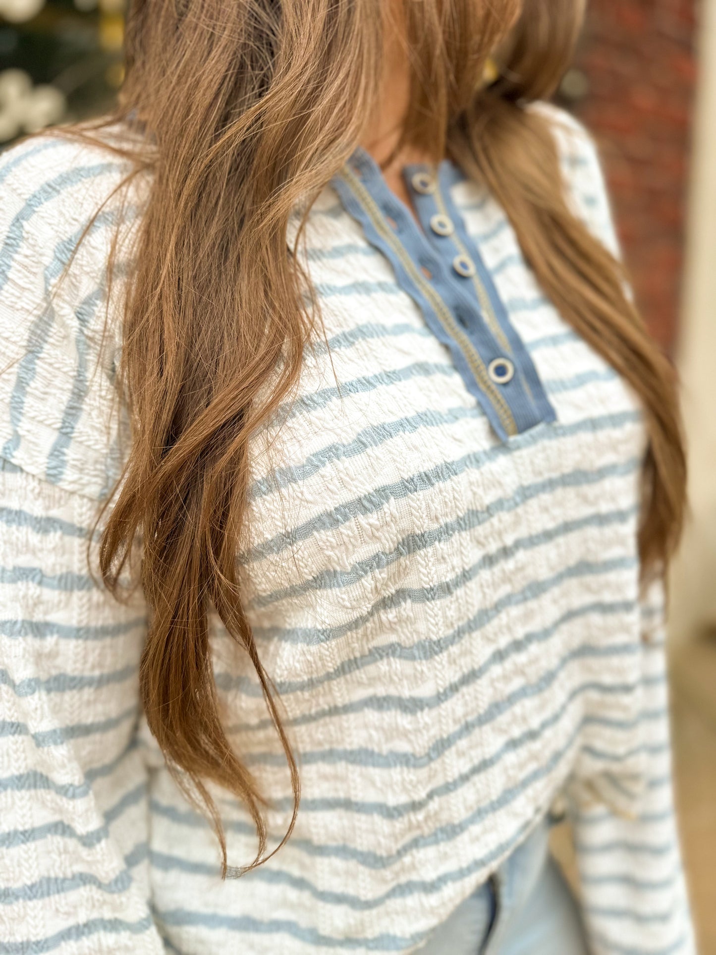 Women’s Casual Striped Henley Top