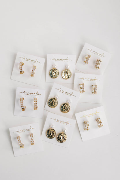 Genuine Pearl and Gold Coin Statement Earrings