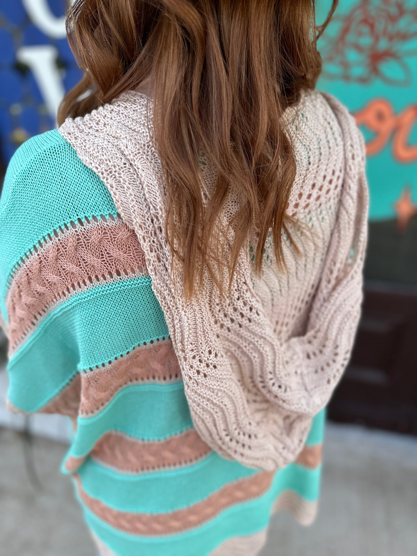 Women's Turquoise Crochet Knit Cover Up
