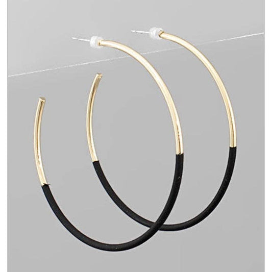 Black/ Gold Skinny Hoop Earrings