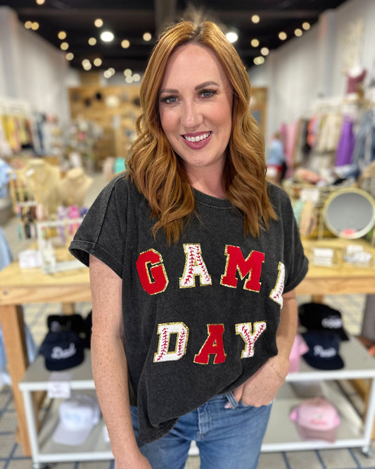 Women's GAMEDAY Tee Washed Black