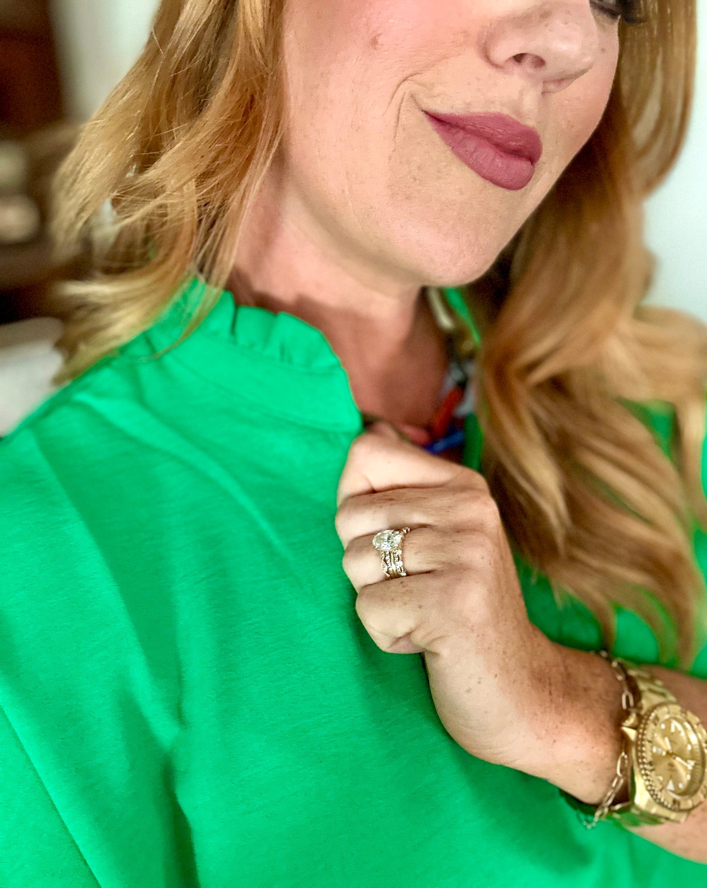 Kelly Green Dolman Blouse