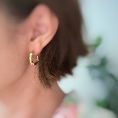 Bamboo Sparkle Hoop Earrings