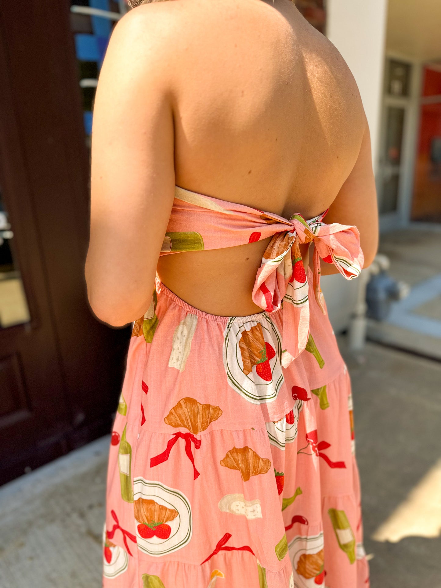 Women's Brunchy Strapless Midi Dress Peachy Pink