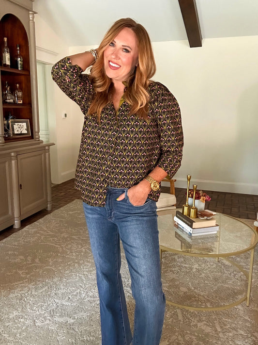 Ruffle Neck Boho Blouse