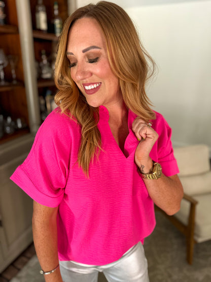 Hot Pink Dolman Blouse