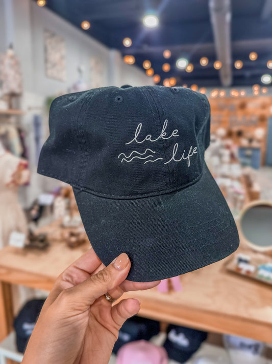 Wavy Lake Life Classic Soft Cotton Ball Cap Black / White