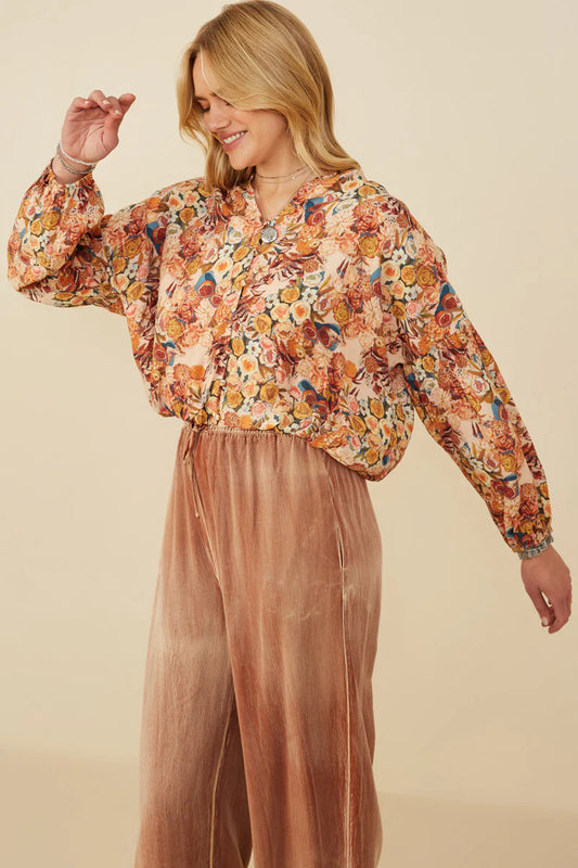 Women's Rustic Floral Blouse