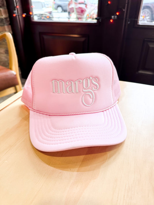 Margs Snapback Foam Trucker Hat Pink / White