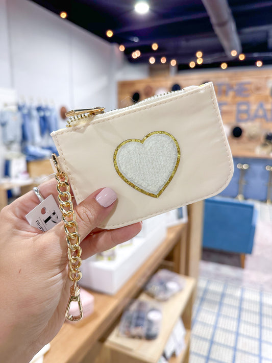 Heart Patch Coin Purse Ivory