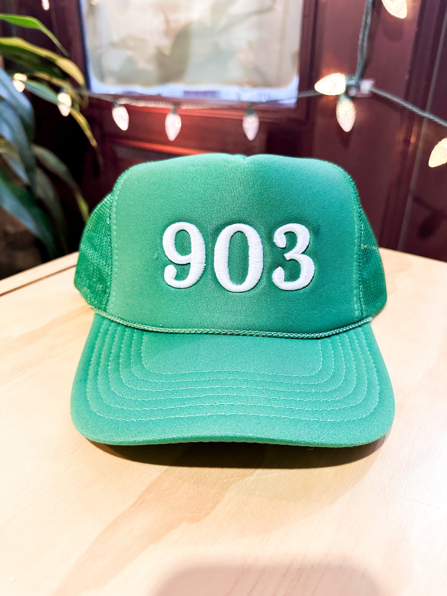 903 Puff Embroidered Foam Snapback Trucker Hat Green / White