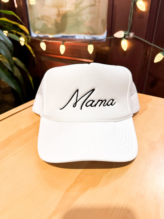 Mama Snapback Foam Trucker Hat White / Black