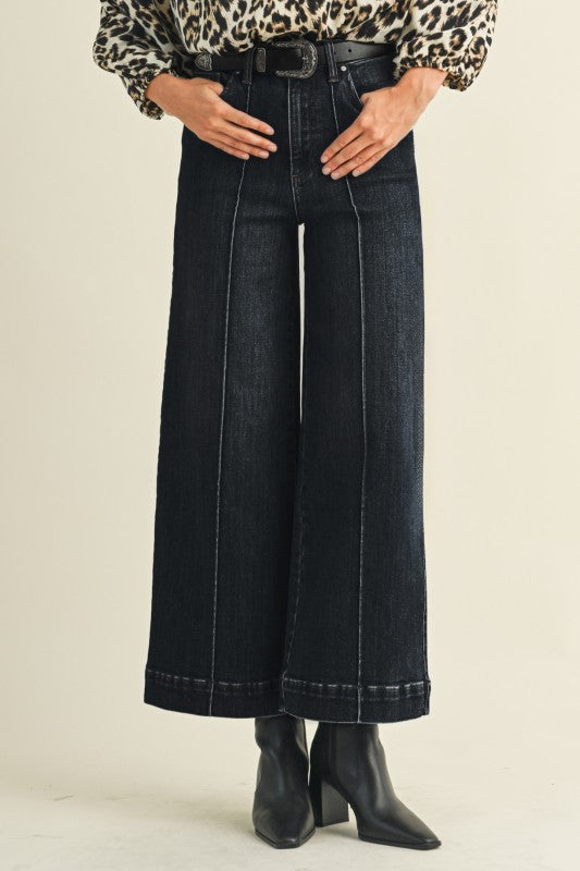 Wide Leg Stretch Black Denim