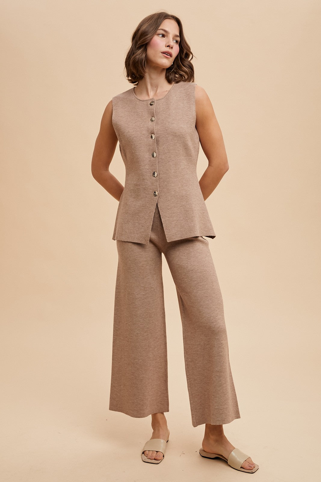 Sweater Vest & Wide Leg Pant Set