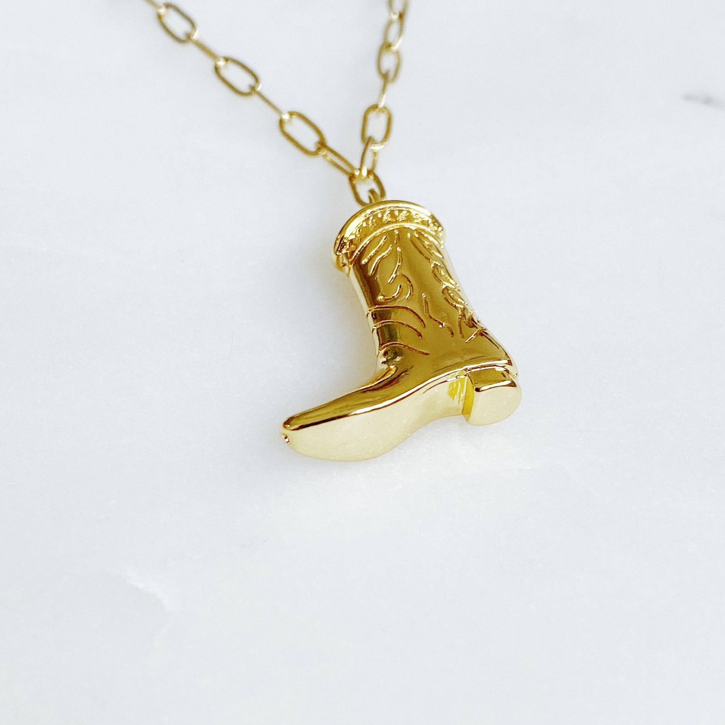 Golden Cowgirl Boot Necklace