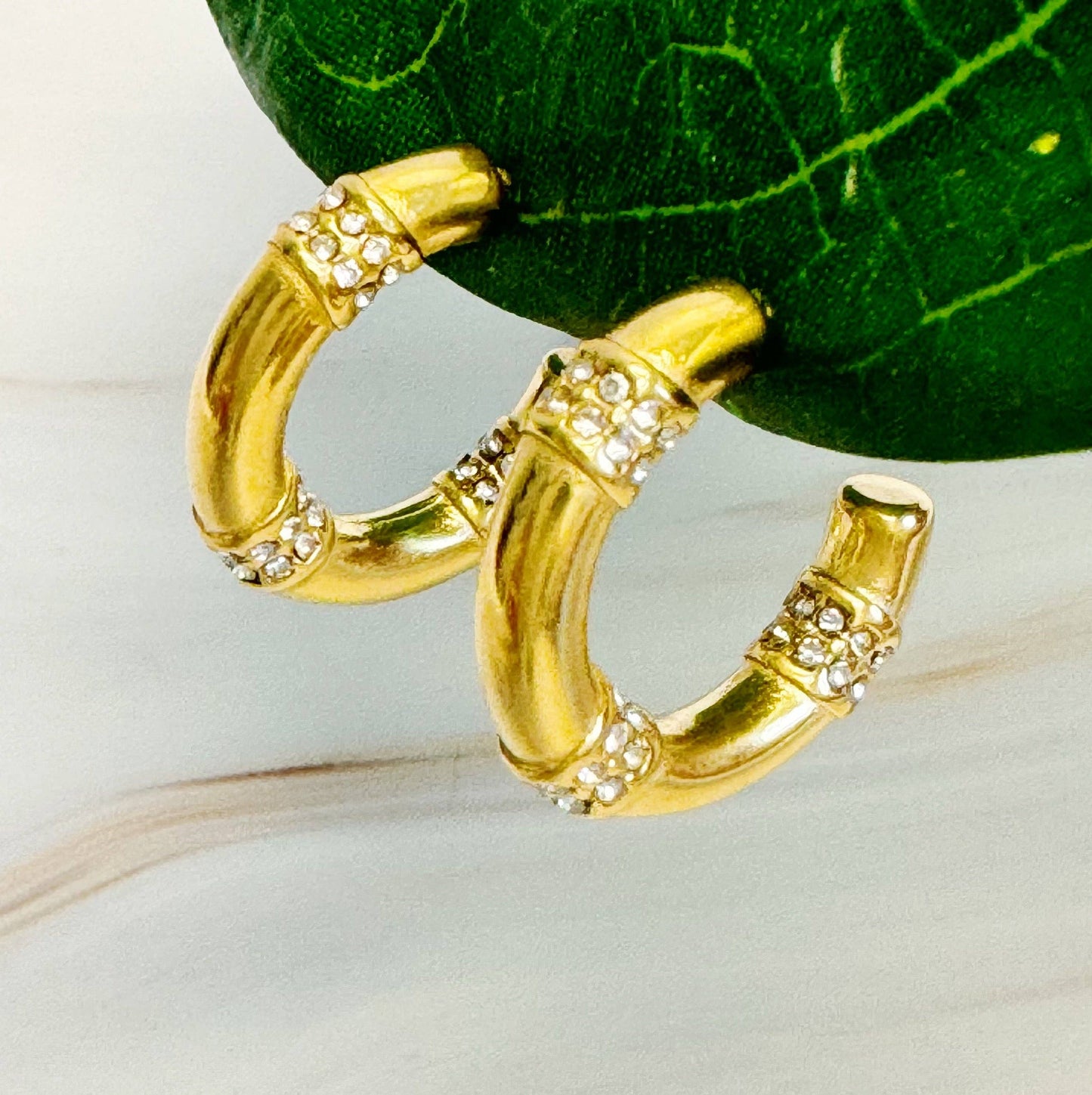 Bamboo Sparkle Hoop Earrings