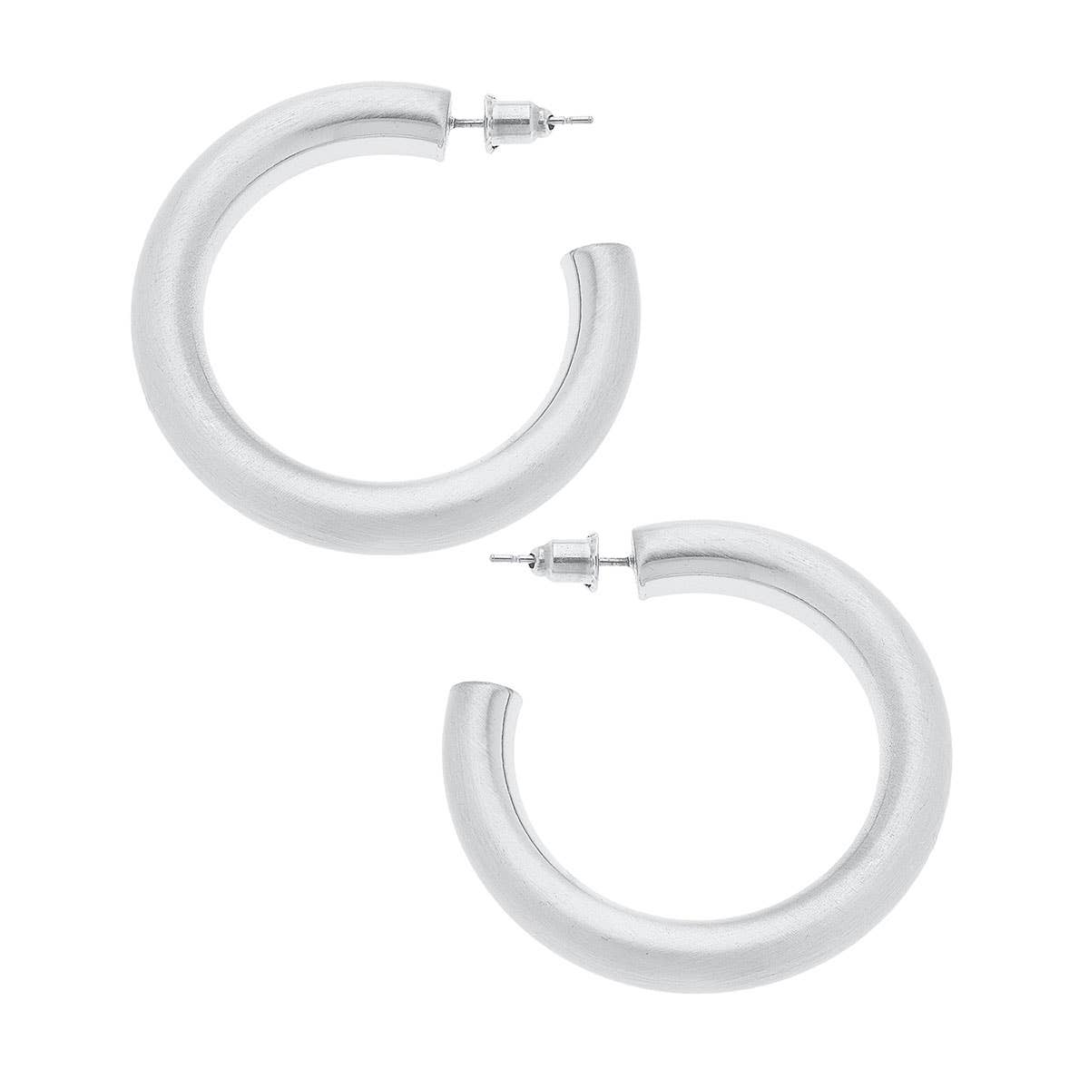 Arabella Hoop Earrings- Satin Silver