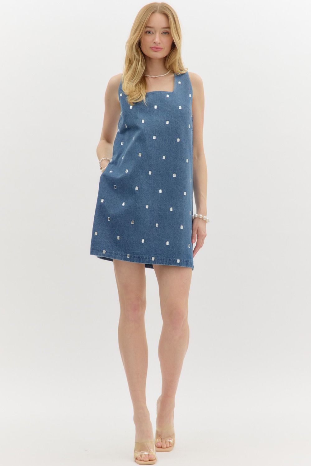 Denim & Rhinestone Mini Dress