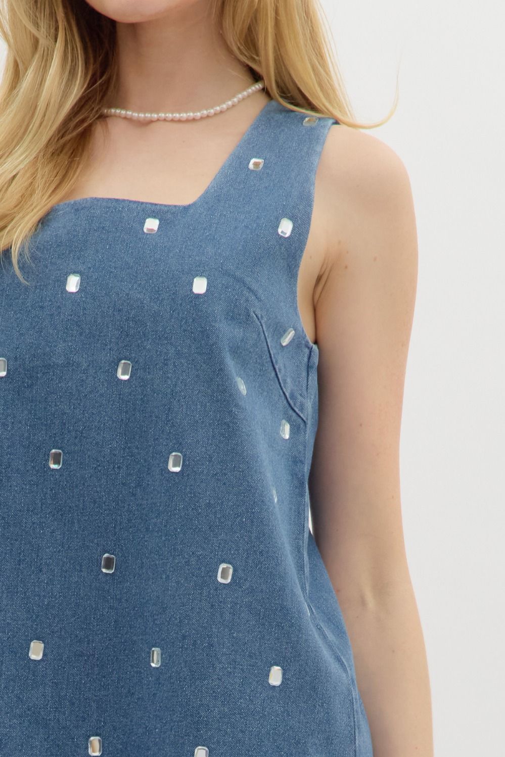 Denim & Rhinestone Mini Dress