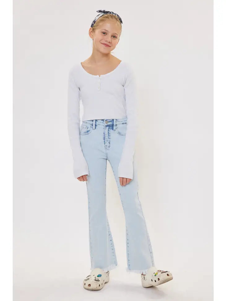 Kan Can Girls Washed Flare Jeans